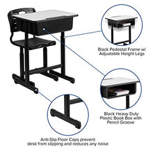 Classroom Essentials Adjustable Height Student Desk and Chair Set Grey
