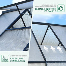 Garvee 8 x 14 ft Outdoor Polycarbonate Greenhouse Kit, Heavy Duty Greenhouse with Reinforced Aluminum Frame, Adjustable Roof Vent, Lockable Door & Quick-Connect Assembly