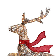 LuxenHome 3PC Lighted Rattan Reindeer Family Decoration