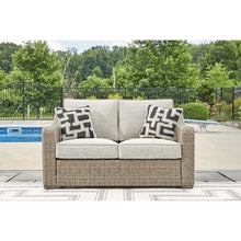 Signature Design by Ashley Beachcroft Outdoor Loveseat with Cushions Dark Brown & Beige