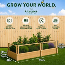Greenes Fence Premium Cedar Raised Garden Bed with CritterGuard Fence System, 4' x 8' x 10.5" (3/4" Thick) - Made in USA with North American Cedar