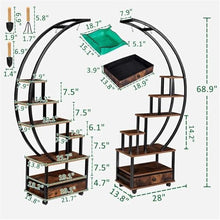 LINYpA66 Plant Stand Indoor 71” Tall 2 PCS Half Moon Indoor Plant Stand with Lockable Wheels, 14-Tier Shelf with Drawer & Accessories, Holder