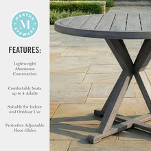 Martha Stewart Bedford 36" Round Indoor/Outdoor Patio Table, Gray