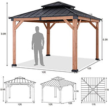 ABCCANOPY Wood Gazebo 11x11 Black - Outdoor Patio Wooden Gazebo with Hardtop Metal Double Roof