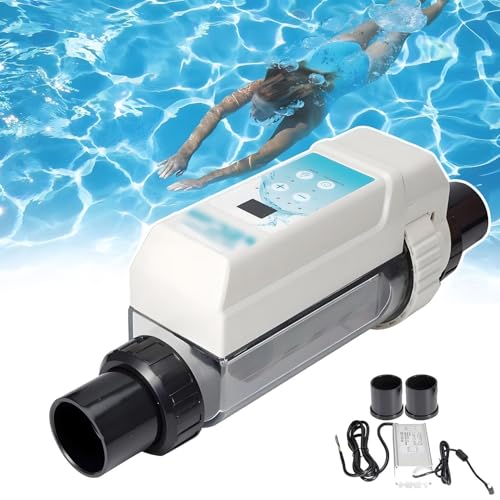 AiODiO Clear Saltwater Pool Chlorine Generator, 8/12/16/20g/h Electrolytic Salt Chlorine Generator System, Salt Water Spa Chlorinator Device, Saltwater Chlorine Generator for Swimming Pool 16g/H