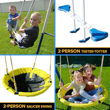 Sportspower Outdoor Super 8 Metal Swing Set with Slide & Swings Yellow/White/Blue