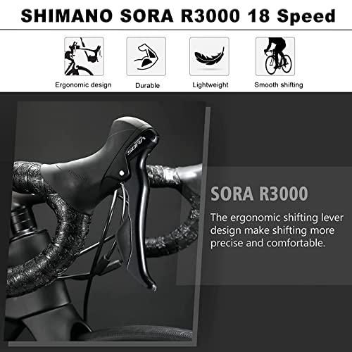 KABON Carbon Road Bike T800 Carbon Fiber Frame 700C 18-Speed Racing Bicycle Grey