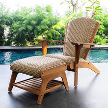 Cambridge Casual Camden Teak Outdoor Ottoman Beige – Quick-Dry Cushion, Padded Woven Seat, Rustic Wicker Accent, Water-Resistant Patio Cover, All-Weather Footrest for Porch, Deck, or Garden