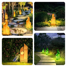 Smilkat Solar Bamboo Lights Outdoor, Waterproof Resin Lamps with Natural Design, Powered Landscape Lighting for Yard and Pathway (Wired,3-Pack Yellow)