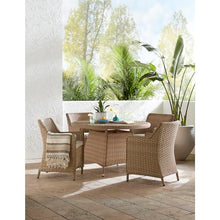 IC INTERNATIONAL CONCEPTS Outdoor 5 Piece Wicker Patio Furniture Set with Round Table and 4 Chairs Natural