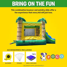 Pogo Bounce House Inflatable Jungle Castle with Slide Tropical Smiley Face