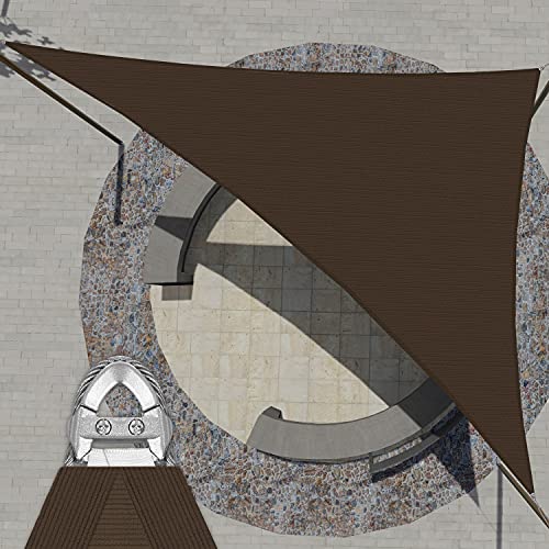 Patio Paradise 20' x 33' x 38.6' Triangle Super Ring Sun Shade Sail Brown, Large Shade Canopy Outdoor Heavy Duty Strengthen UV Block Fabric A-Ring Metal Spring Reinforcement - Customized