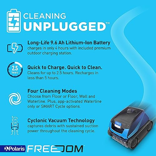 Polaris Freedom Cordless Robotic Pool Cleaner Blue