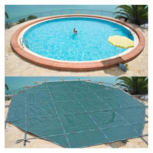 HAIXHX Inground Swimming Pool Cover 8/10/12/14/15/18/20/21/22/24/27/28/30ft, Winter in Ground Pool Safety Covers, Outdoor Pools Covering with Anchors Hook, Springs and Tool Kit(Green,35ft)
