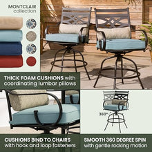 Hanover Montclair All-Weather 5-Piece Outdoor Dining Set with Cushioned Swivel Chairs and Stamped-Top Table Blue