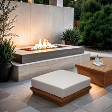 Meridian Furniture 111White-Ott Mirella Collection Modern | Contemporary Outdoor Patio Modular Ottoman with Solid Teak Wood Frame, Water Resistant Fabric, 37" W x 38" D x 14" H, White