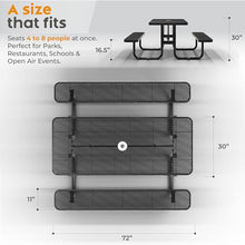 OUTTANS Commercial Metal Picnic Table, Black, 6' Rectangular