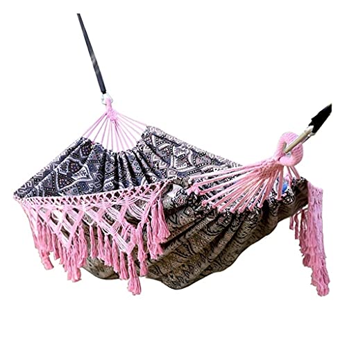 NEWCES Portable Hammock Portable Outdoor Hammock 2 Person Canvas Hammock Large Ethnic Macrame Fringe Hanging Chair for Backpacking Beach