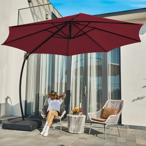144'' Cantilever Umbrella with Crank Lift , Counter Weights Included