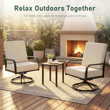 Furnimart 360° Swivel Rocker Patio Chairs Set of 2 with Coffee Table, 3-Piece Patio Furniture Set for Apartment Balcony Small Space, Heavy Duty Metal Outdoor Bistro Set (Beige)