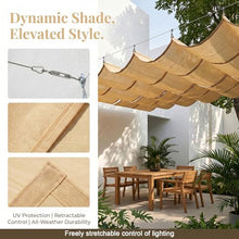FENGZEQUAN Retractable Wave Sun Shade sail，Breathable Wave Awning，Pergola Shade Cover Retractable Canopy Outdoor Wave Sun Shade， for Patio Garden Backyard Deck Trellis(W1.1*L14m/W3.60*L45.93ft)