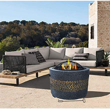 SLGGPJBU Garden Fire Pit Backyard Patio Garden Fireplace Concrete Round and Wood Burning Fire Pit 3 in 1 Fireplace for Bonfire Barbecue in The Wild with Grill Grate for Heati