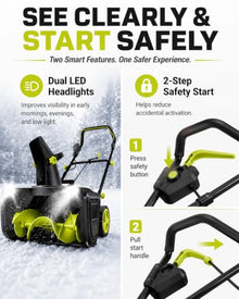 40V Cordless Snow Blower, 20-Inch Electric Snow Thrower 4batteries