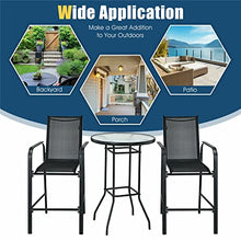 3 PCS Outdoor Patio Bar Table Stool Set Height Tempered Glass Top Suitable for Garden, Patio, Poolside, Backyard and More