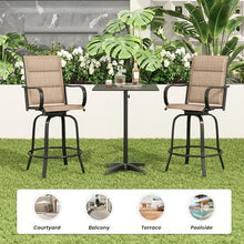 Soohow Patio Bar Stools Set of 6, Outdoor Swivel Barstools with Paded Textilene Fabric, All Weather Outdoor Bar Height Chairs, Ergonomic Comfort Tall Swivel Patio Chair for Balcony, Poolside, Lawn