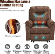 UOPYNE Oversized Power Lift Recliner Chair for Seniors with Heat and Massage, Large Leather Electric Reclining Sofa with Remote Control, USB Charging Port and Side Storage Pockets