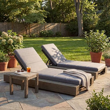 Christopher Knight Home Tory Acacia Wood Chaise Lounge Chair Outdoor Set of 2, Poolside Sun Lounger Recliner, Patio Outdoor Chaise Lounge with Cushions, Adjustable Backrest Single Lounge Sofa, Grey