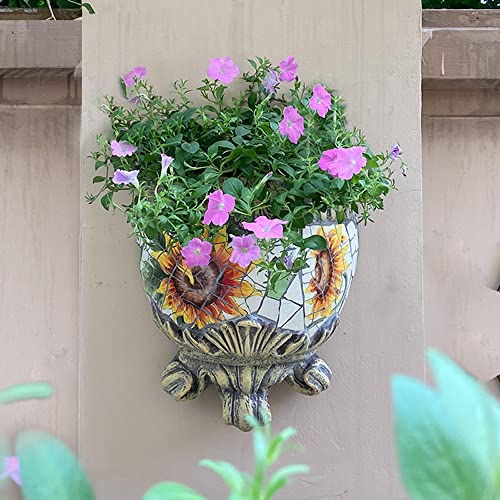WLBHWL Mosaic Ceramics Wall Planter,Wall Hanging Planter Flower Pots for Fence Planters, Wall Planter That are Easy to Hang,Sun-Resistant,Wall Planters for Outdoor Plants Corridor Planters