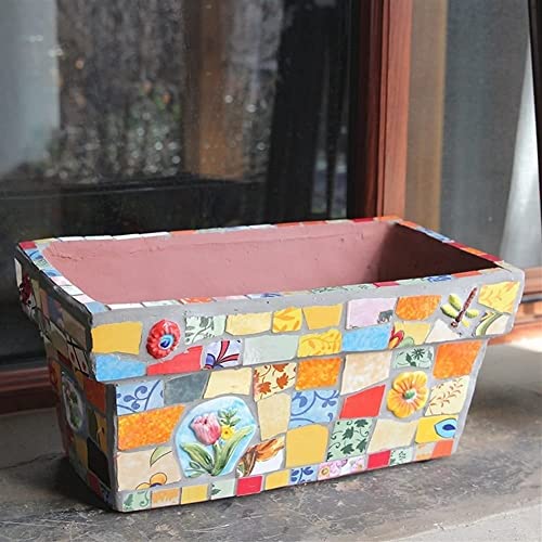 Mexico Mosaic Flower Pot Oversized Ceramics Plant Pot Balcony Terrace Plant Pot Bonsai Planter Vase Outdoor Decoration European Garden Plant Container