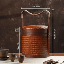 Portable Retro Bamboo Picnic Basket for 2-4 Persons, Handmade with Lid, Ideal for Outdoor Picnics, Camping & Gatherings