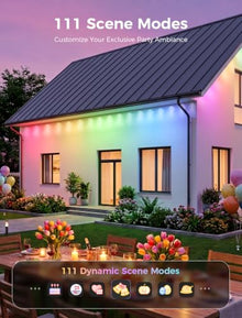 CDN Permanent Outdoor Lights for House,150ft with 72 RGBCW Dual-Color Heads