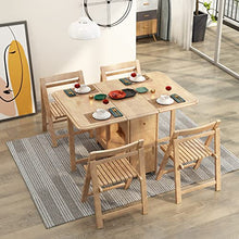 Folding Dining Table with Drawer, Space Saving Design, Stores 4 Chairs, Ideal for Small Spaces and Mobile Living (Natural)
