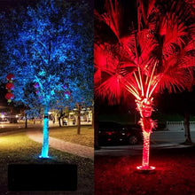 QICBYING Garden Courtyard Landscape Lamp - 12W Led Ring Tree Hug Light, 24V Outdoor Garden Colorful Tree Lighting, IP65 Waterproof Die Cast Aluminum Outdoor Tree Spotlight(Blue,7pcs(12w 24v))