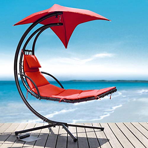 Bleckley Patio Hanging Chaise Lounger with Stand, Overall: 79'' H x 43'' W x 73.5'' D, Weight Capacity: 265 lb.