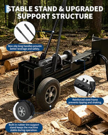 GarveeTech 12 Ton Manual Hydraulic Log Splitter with Dual-Speed Pump, Portable Wood Splitter Featuring Upgraded Mountain Tires & Stable Stand for Home, Garden, Camping and Farm Use