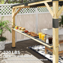 Outsunny 10'x14' Wooden Grill Gazebo Galvanized Steel Sloped Roof, Natural