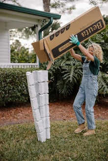Beuta Landscape Edging | Garden Edging Border | Faux Stone Bricks for Lawn edging, Flower beds, Pathways & Yard Edging– 40 Packs | Each Section Has 6 Bricks 48"L x 4"W x 2.25"H | 120 Spikes |Limewash