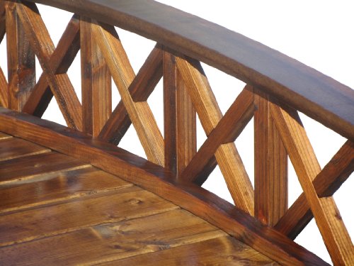 SamsGazebos Swan Wood Garden Bridge with Cross Halved Lattice Railings 6-Feet Brown