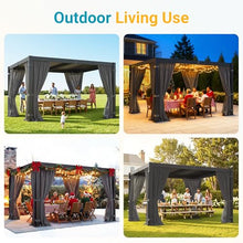 10' x 12' Pergola with Curtain & Adjustable Roof & Aluminum Frame for Patio