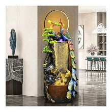Outdoor Water Fountain Peacock Entrance Ornament, Large Fountain for Living Room, Resin Indoor with LED Lights, Suitable for, Balcony, Courtyard(Large)