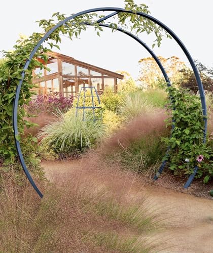 TERRA TRELLIS Gracie Modern Arbor Moongate for Outdoor Plants | Garden Arch Climbing Vines Trellis | Modern, Steel & Durable Metal Round | Regular (Azul/Blue)