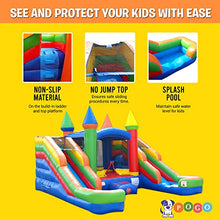 Pogo Bounce House Crossover Rainbow Inflatable Bounce House with Double Water Slides