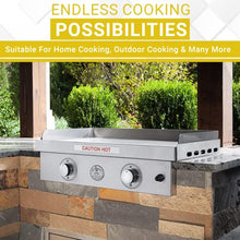 AMS Fireplace Le Griddle,2 Burner Outdoor 304 Stainless Steel Griddle 30inch ,(Liquid Propane,Two Burner Griddle) 18,000 BTU's Tasty Cooking-Outdoor Clothing Cover Included.Made in France (GFE75)