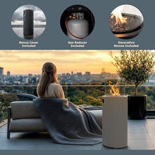 Planika BINO Outdoor Gas Fireplace - Fire Column with Glass Shield for Patio or Gardens (Outdoor Cover Incl) (Black)