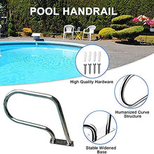 MSHOSAC Swimming Pool Handrail 32"x22.5" Pool Railing for Inground Pool Entry 304 Stainless Steel Spa Handrail Rustproof Pool Rail with Quick Mount Base