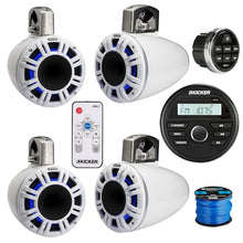 KICKER All-Weather Marine Bluetooth AM/FM Receiver & 6.5" LED Tower Speakers Package White